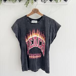 BERENICE Eflam Beach Logolu Fire Graphic T Shirt TS